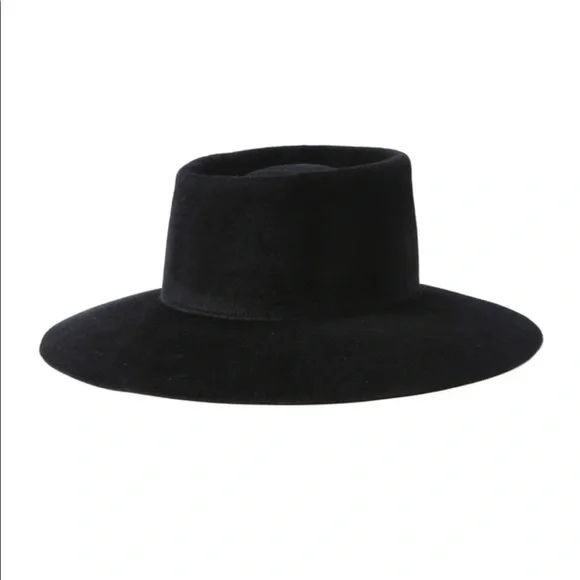 Clyde Black Wide Brim Felt Hat Clyde Wide Brim Pinch Angora Hat - Black | Garmentory main image 4